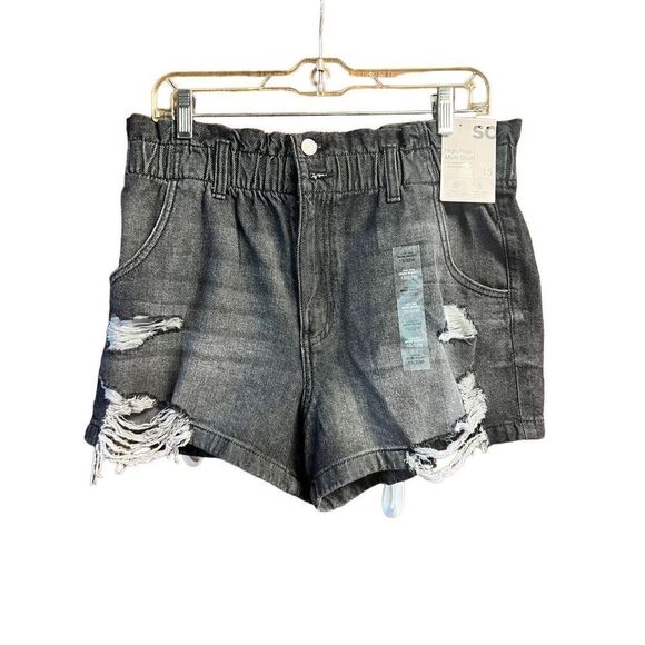 So *High Rise *Mom Shorts *charcoal* distressed, Sz 15/32 NWT - Picture 1 of 10